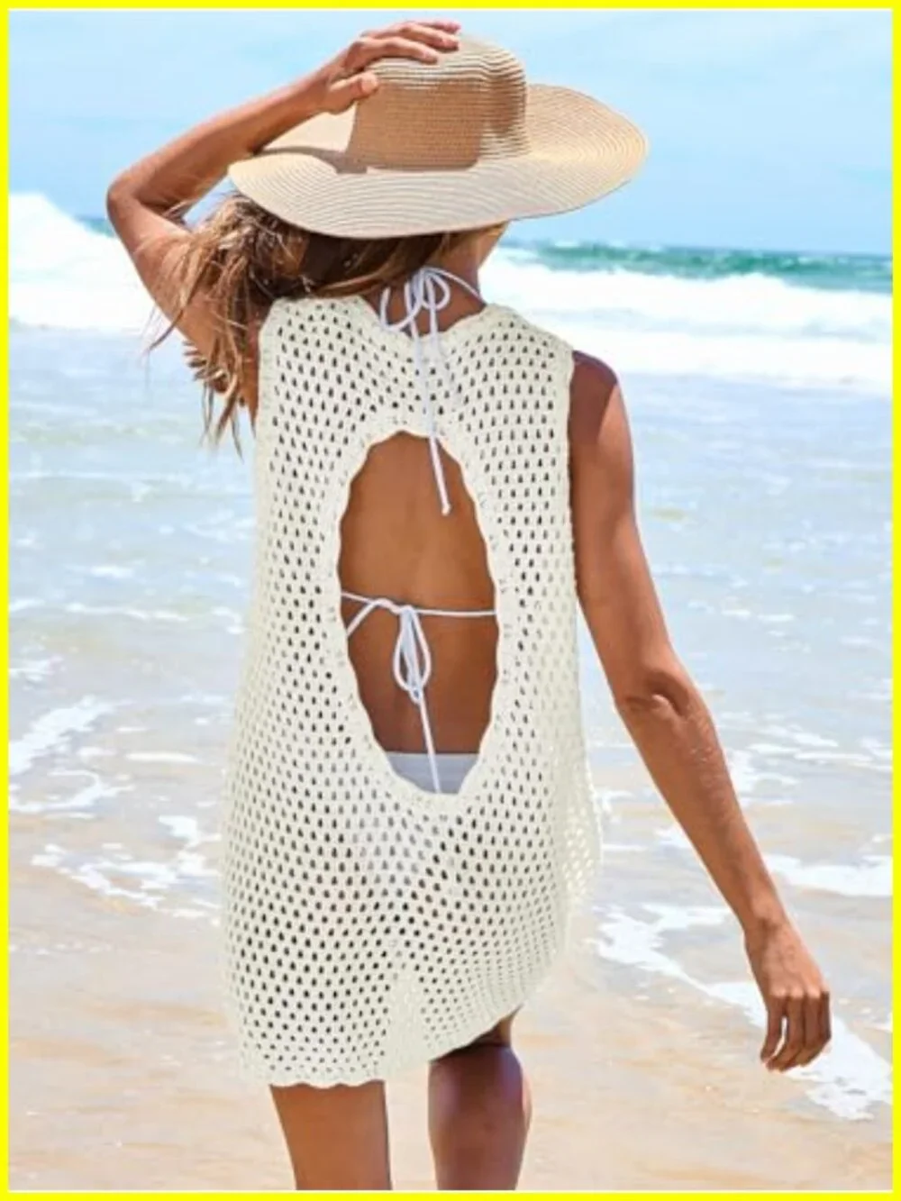 Sleeveless Knit Crochet Beach Dress Swimsuit Cover Up 100% Acrylic